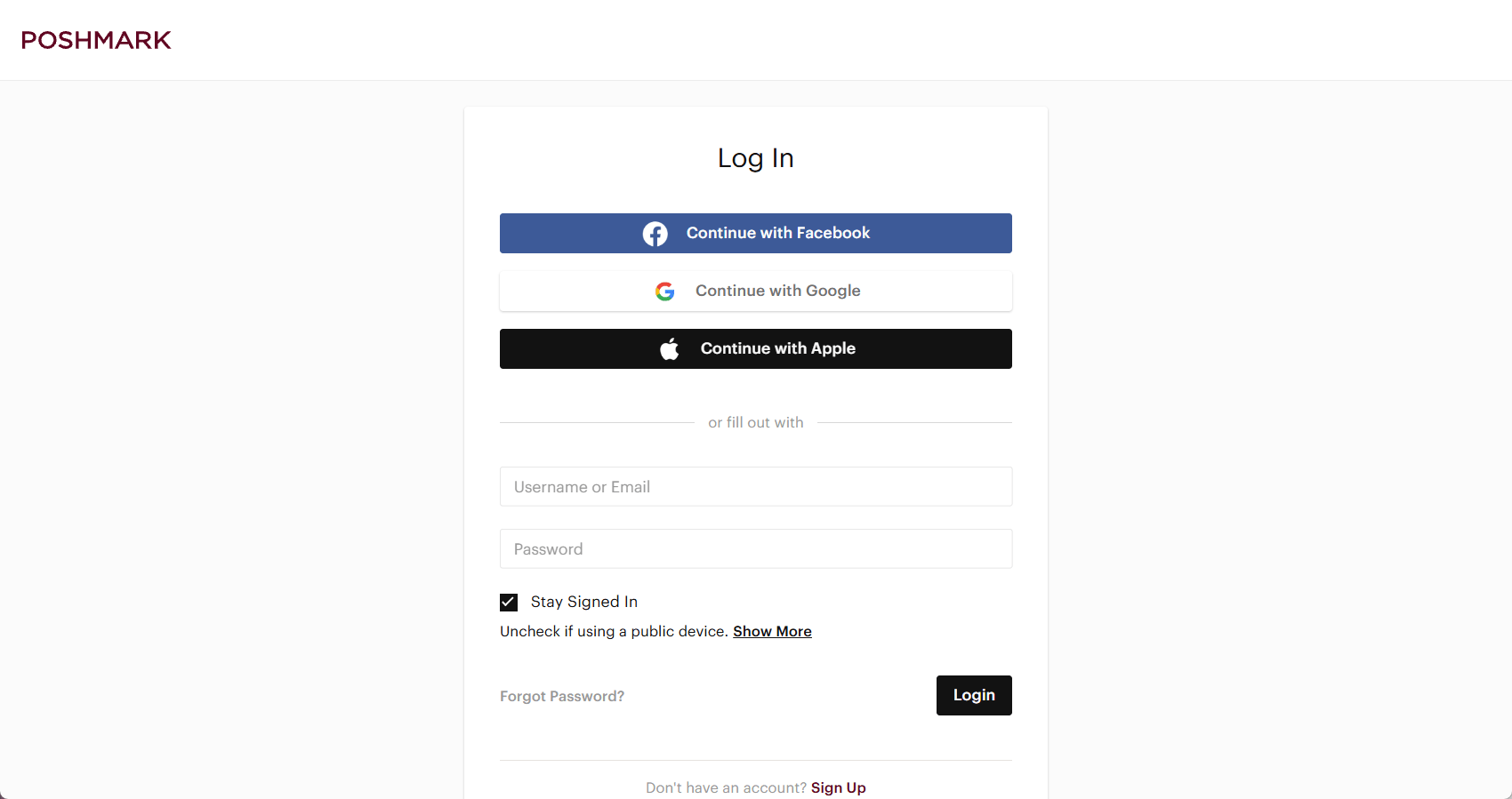 Login Poshmark