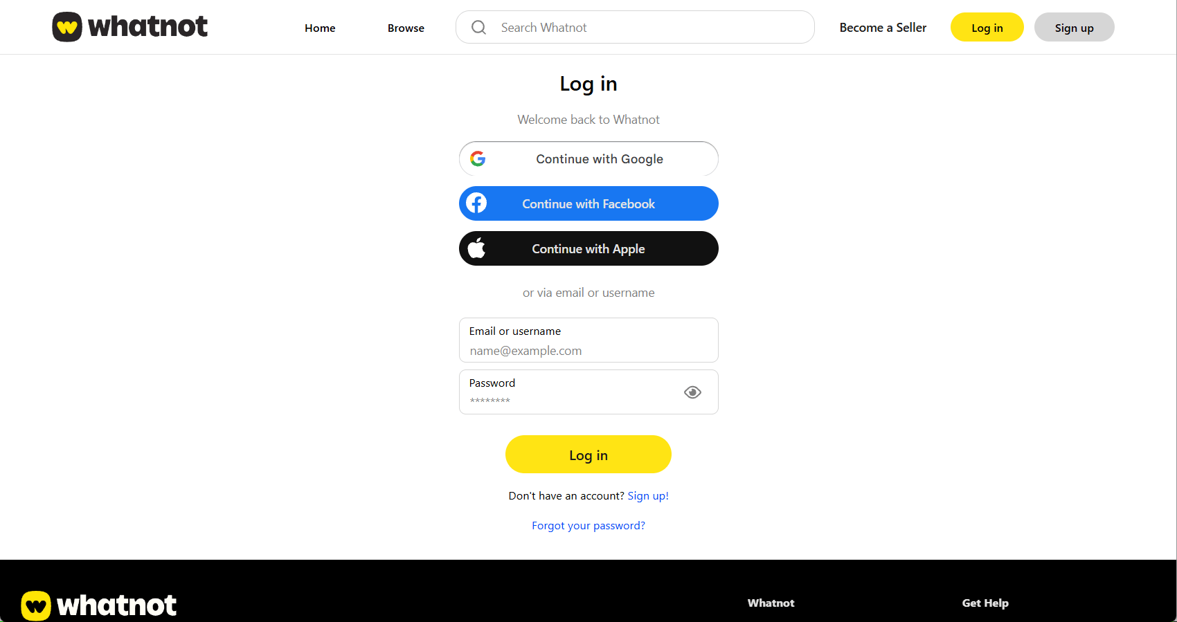 Login Whatnot