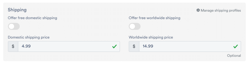 Domestic and worldwide shipping