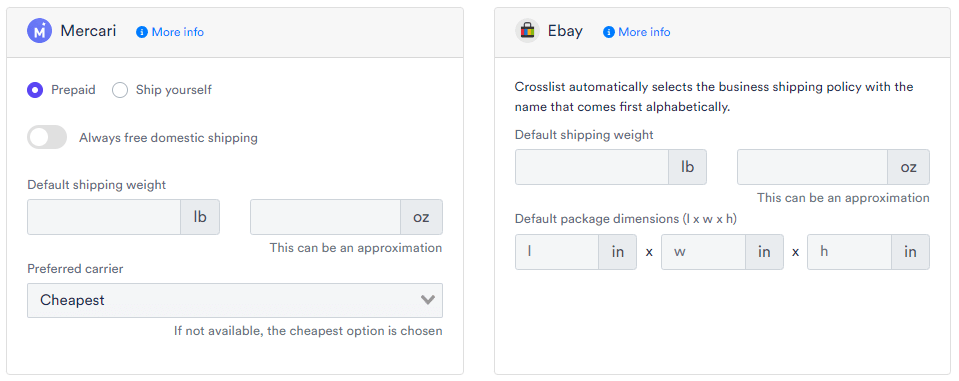 Defaults Mercari eBay Example 