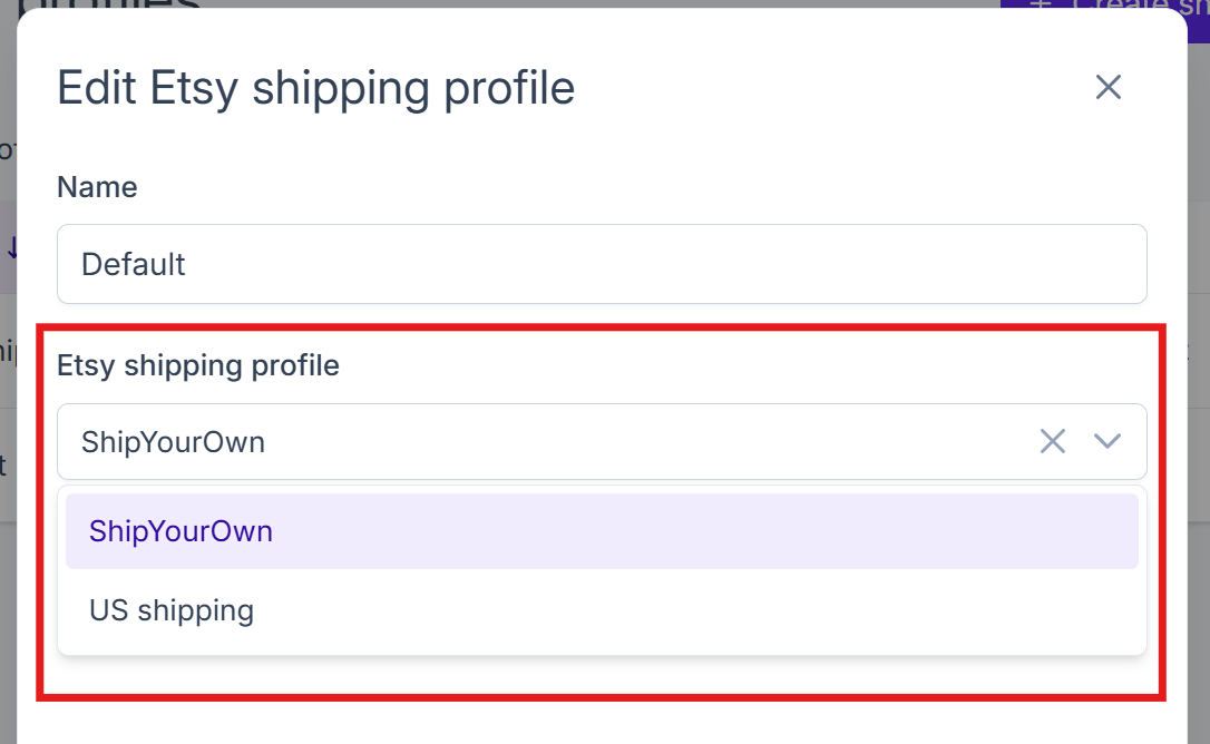 Choose Etsy shipping profile