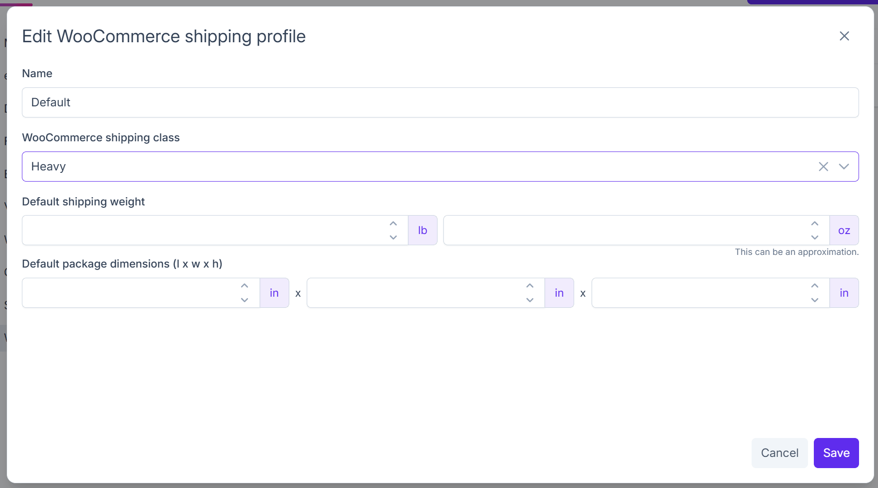 Choose WooCommerce shipping class