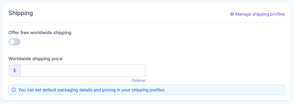 Worldwide shipping price