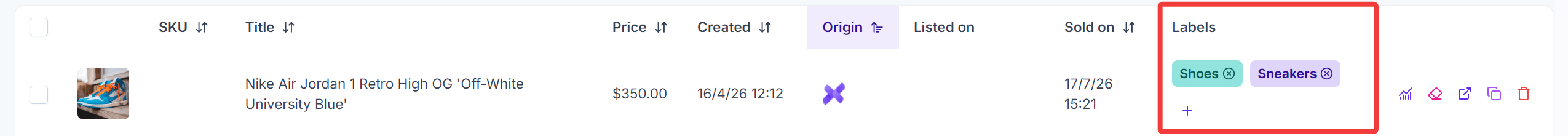Edit Listing Label in Dashboard