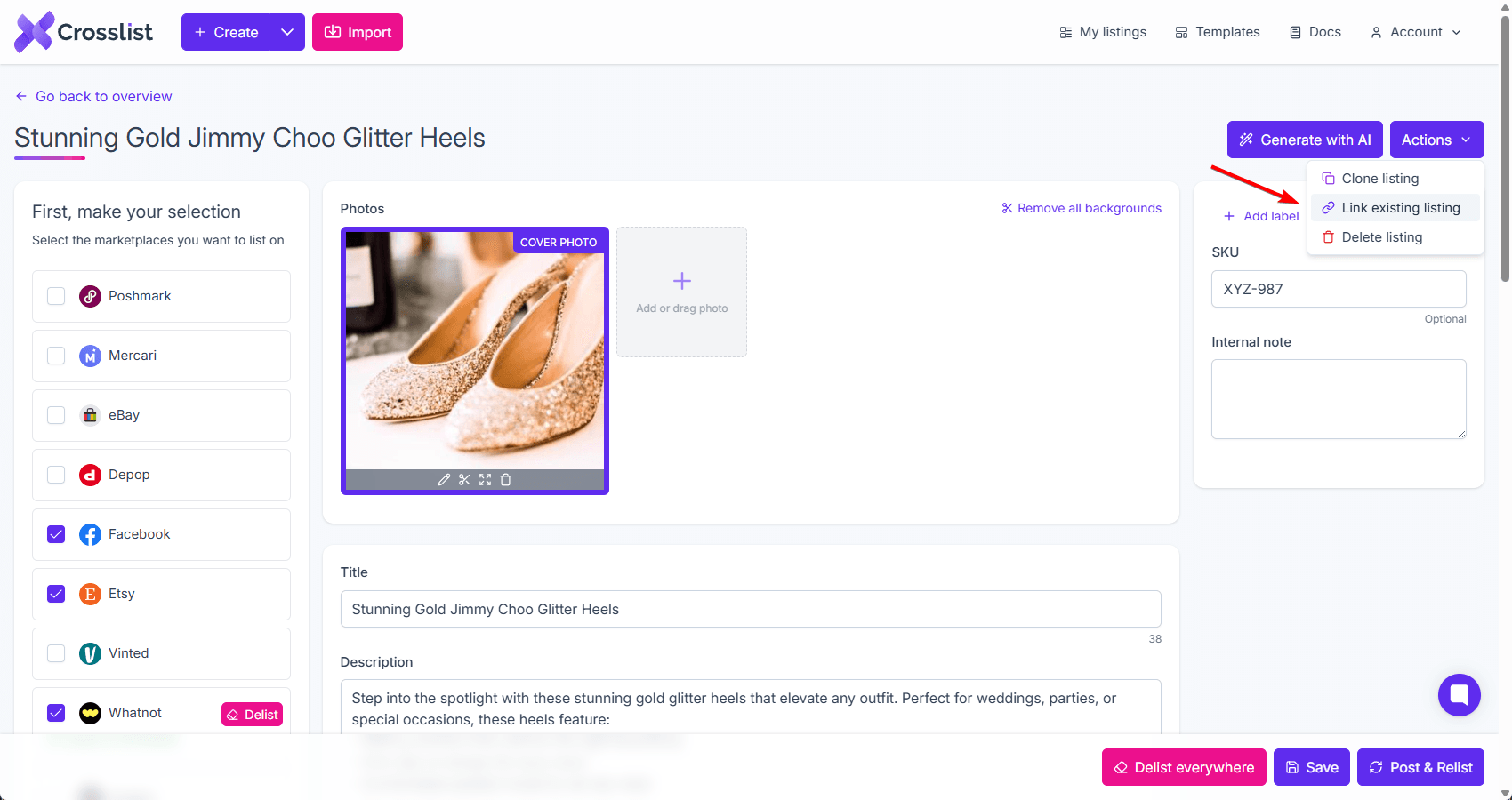 Link Listing Button