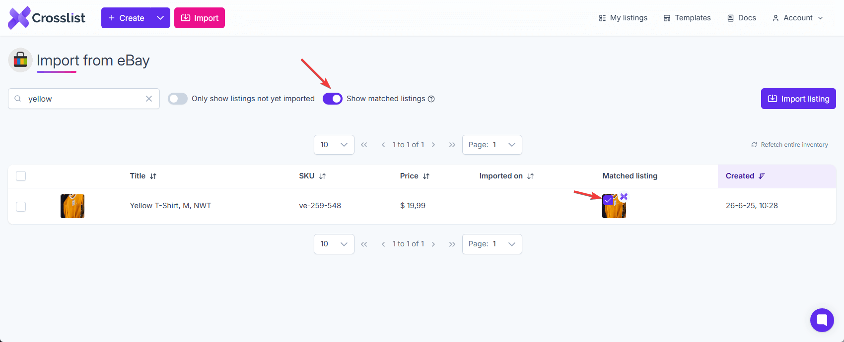 Link matched listings