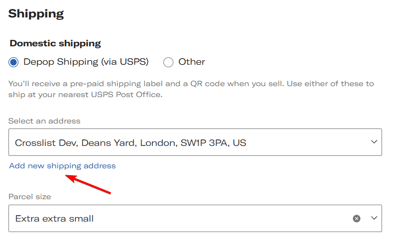 Depop Shipping Section