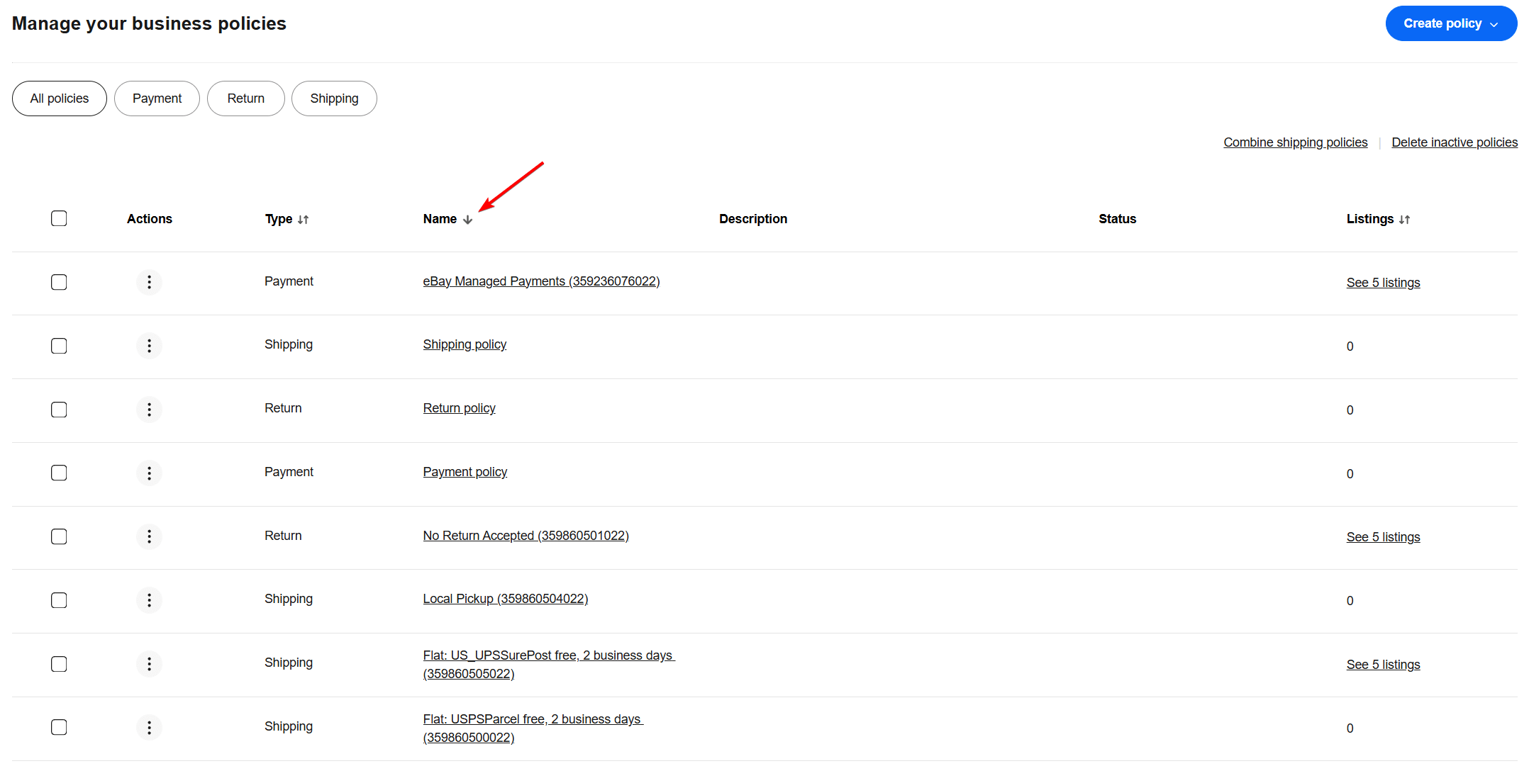 eBay Business Policies