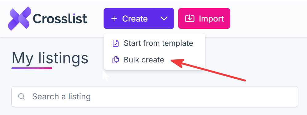 Bulk create dropdown