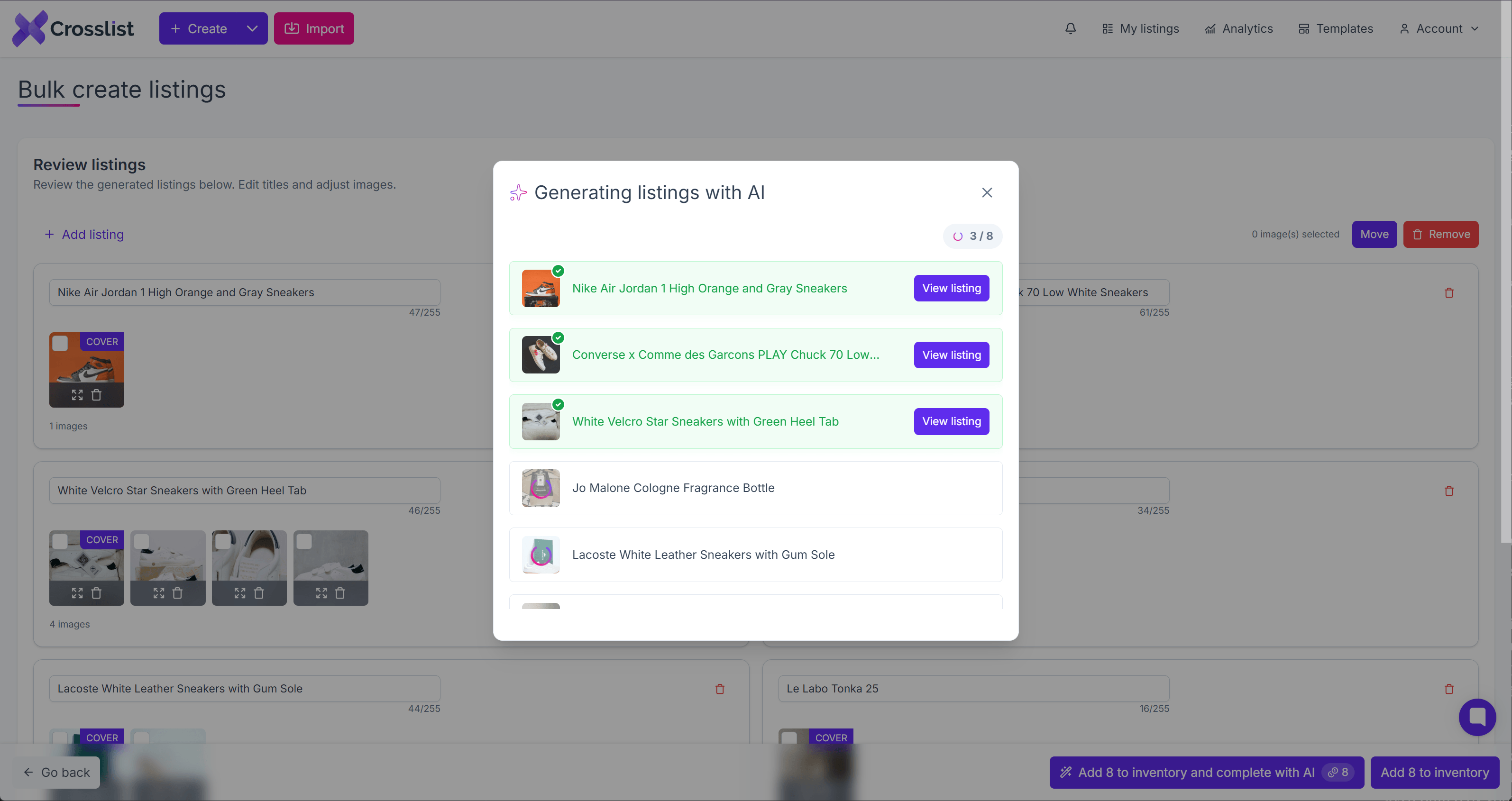 Generating listings with AI