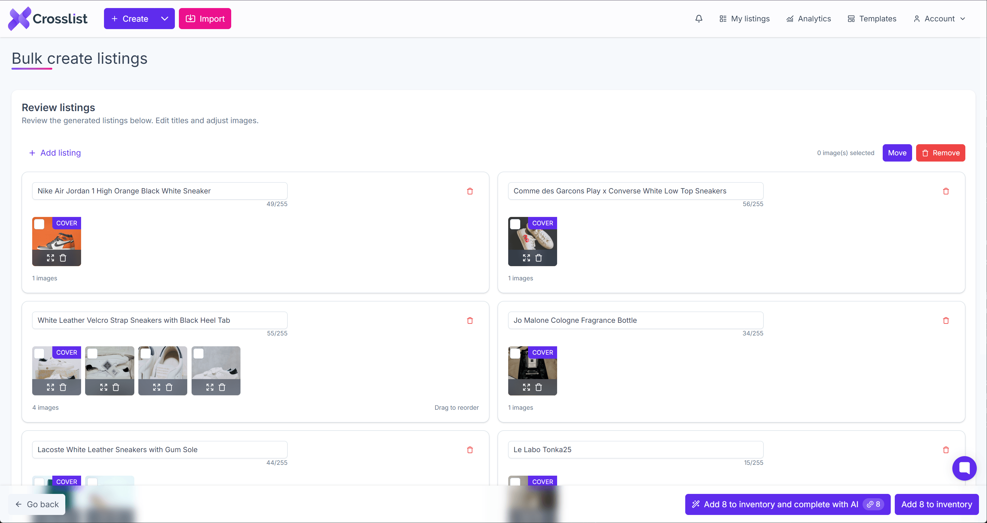 Review listings