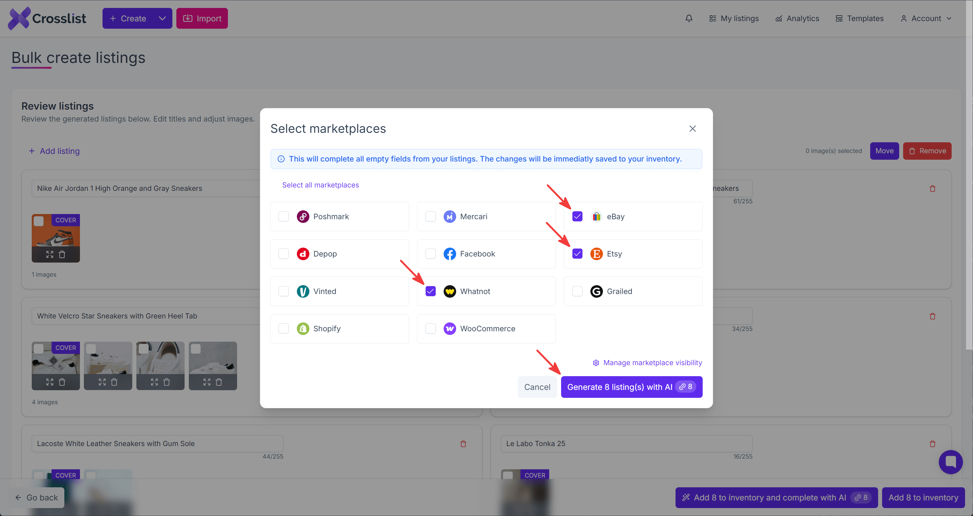 Bulk Create Select Marketplaces