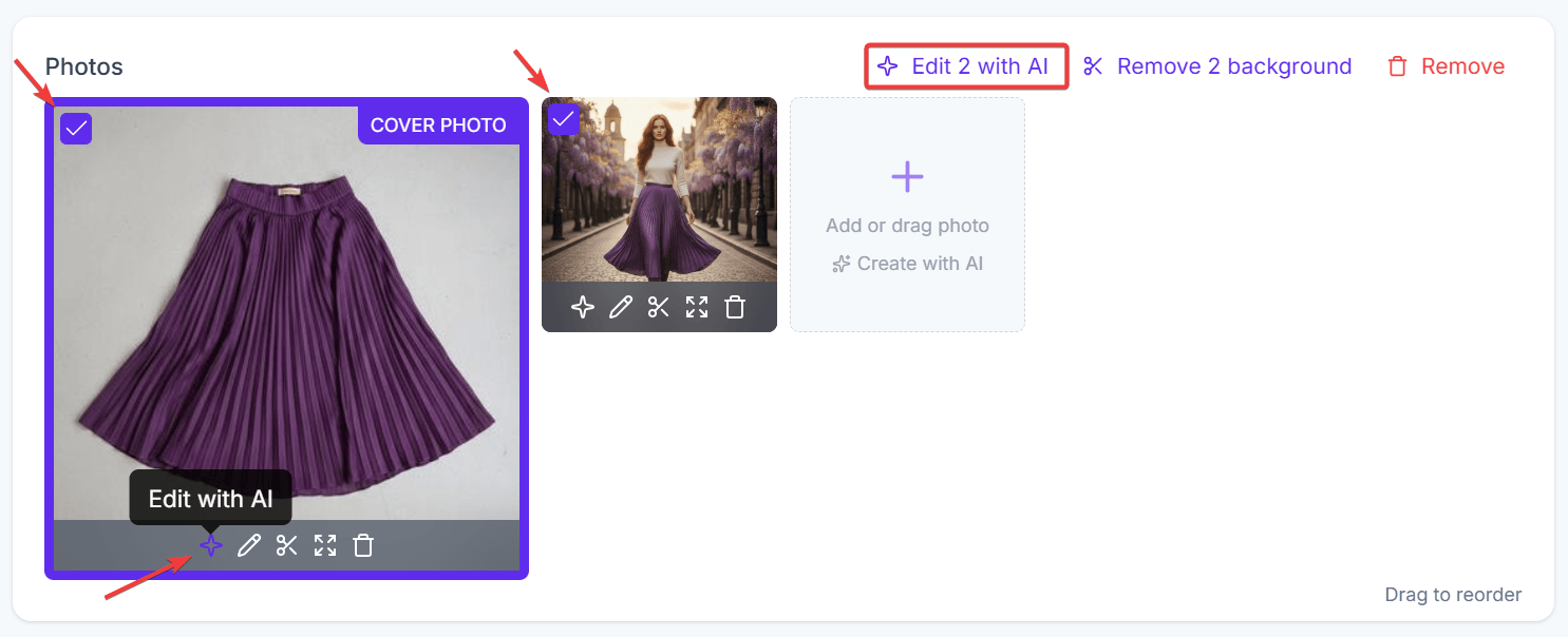 Create with AI button